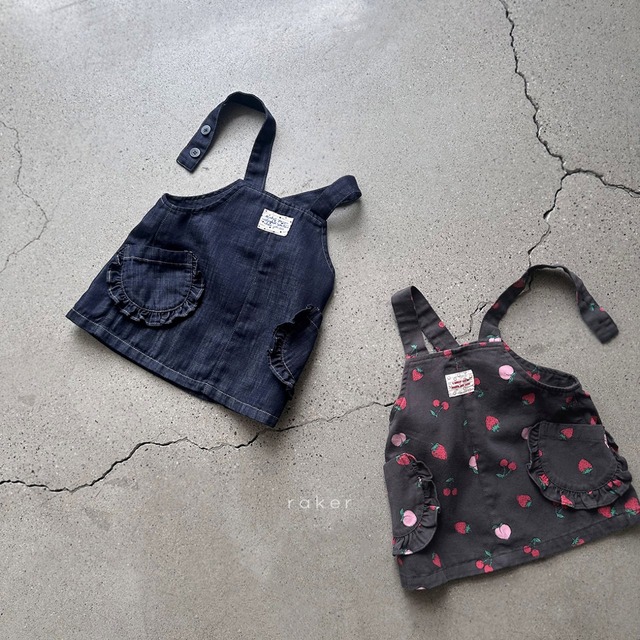【取寄】raker｜angie frill pocket jumper skirt (indigo)｜アンジーフリルポケットジャンパースカート（インディゴ）｜XS-L｜kids｜26 summer