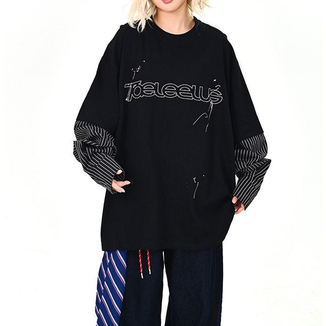 ロゴピンストライプレイヤードロングT
 2col   R01600