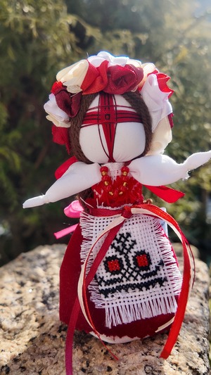 UA.Designer手作りモタンカ 14cm（ウクライナの御守り）スタンド付き