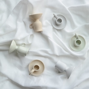 ceramic candle holder 2type 3color / セラミック ハンドル キャンドル ホルダー スタンド 韓国 北欧 雑貨