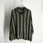 60s Gimbels Own Parkleigh "Shadow Striped" Open Collar Rayon Shirt