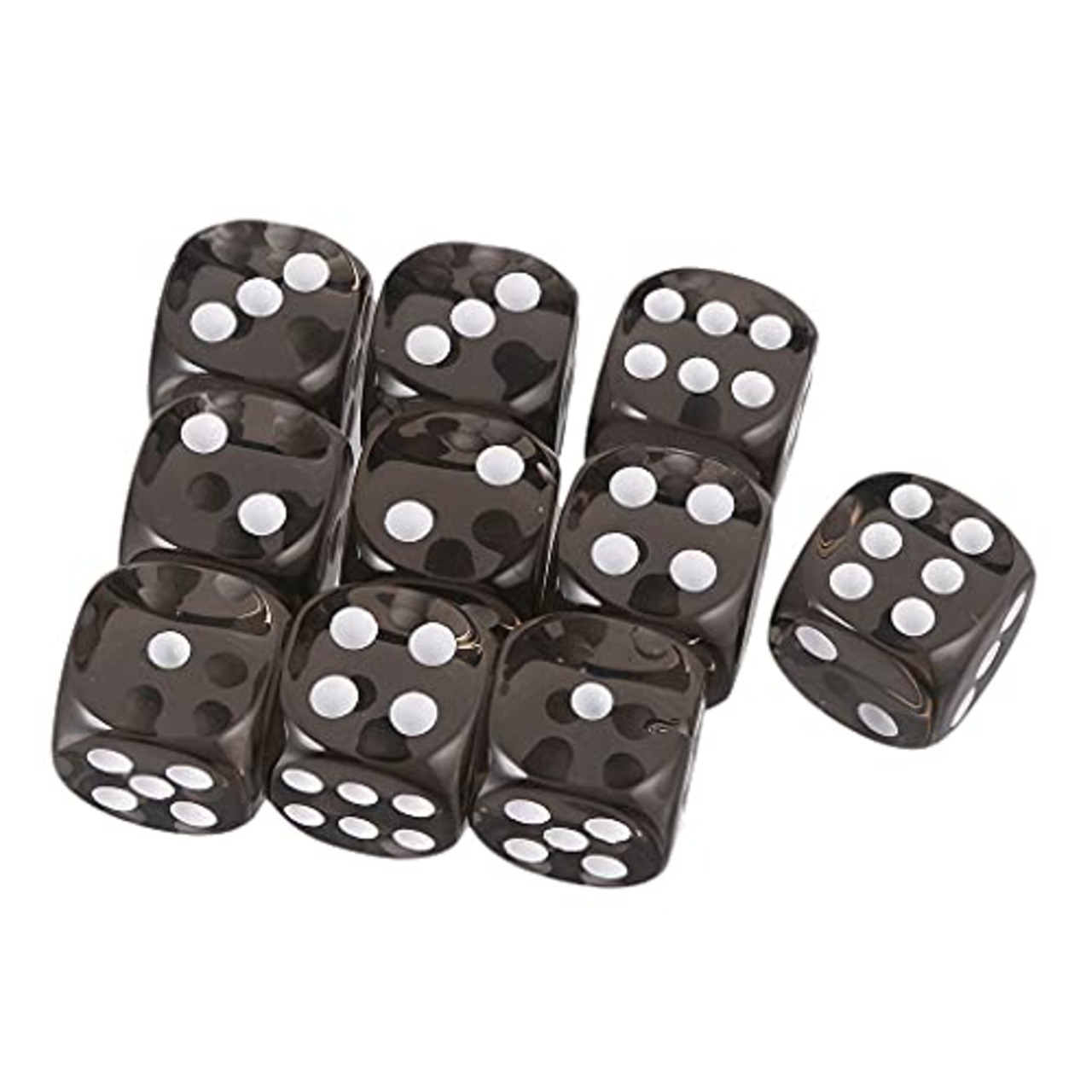 10個セット　TRPGゲーム　アクリル　おもちゃ　六面ダイス　D6　ダイス　サイコロ　全10色 - ブラック