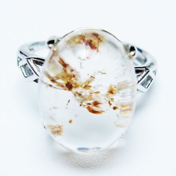 ガーデンクォーツ 指輪 ガーデン水晶 リング フリーサイズ 15号 一点物 メール便可 [M便 1/20] 115-6906