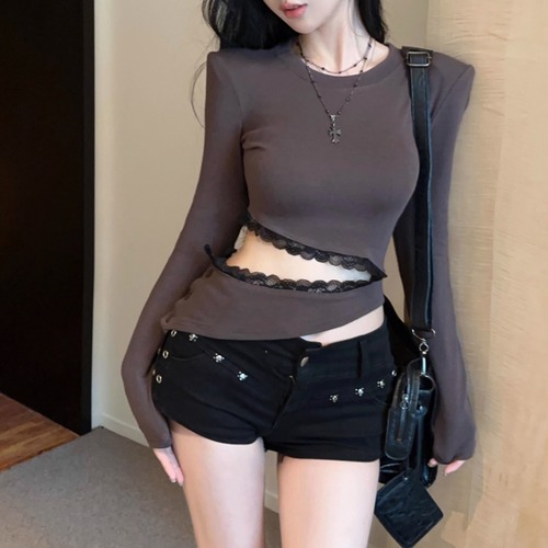 3色／アシメウエストカットアウトトップス ・13269