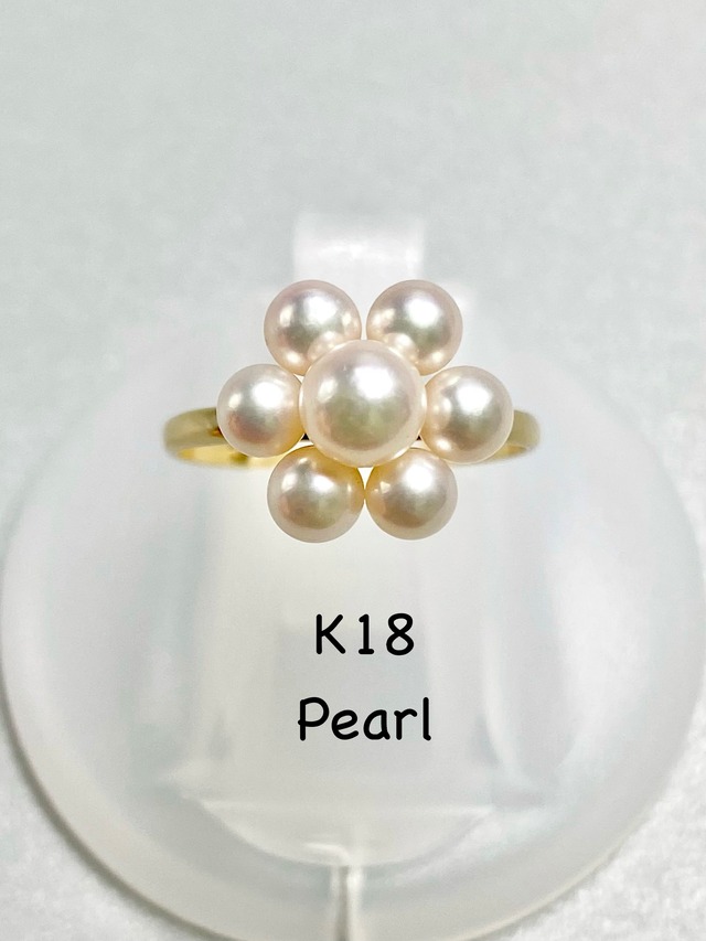 真珠  K18 リング 11号【リフレッシュメント(新品仕上げ・補修・洗浄等済)】【3日以内返品可（※カード/キャリア決済の場合）】