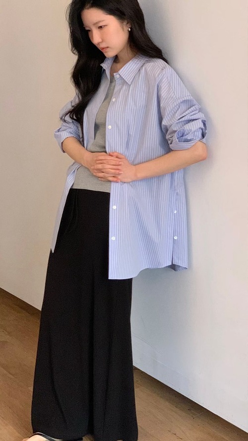(予約) HAUS / Plat stripe shirts 2color