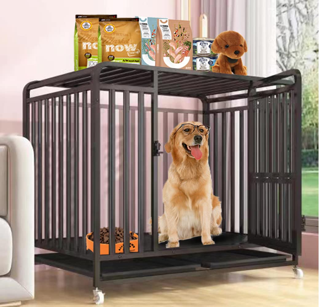 【在庫のみ】ペットケージ カゴ ドッグクレート 大型犬 中型犬 トイレ ノイズ防止 4輪 錆びにくい 亜鉛メッキ (125*95*110cm)