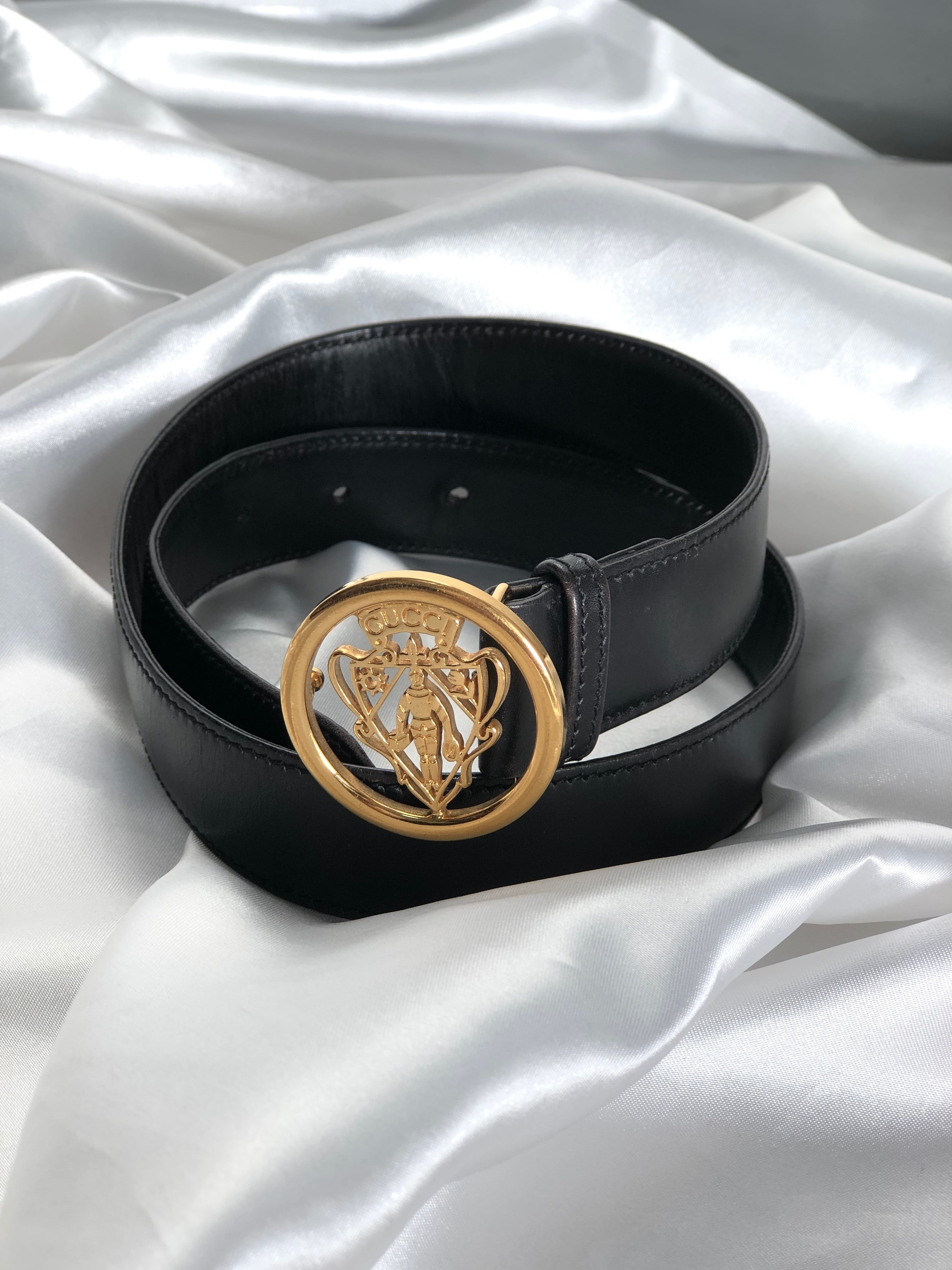 希少品】GUCCI ベルト オールド 細め レザー ネイビー GG グッチ 9450