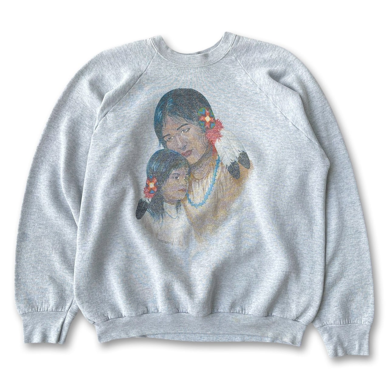 Native girls sweat│インディアン ネイティブアメリカン スウェット 古着 グレー XLサイズ
