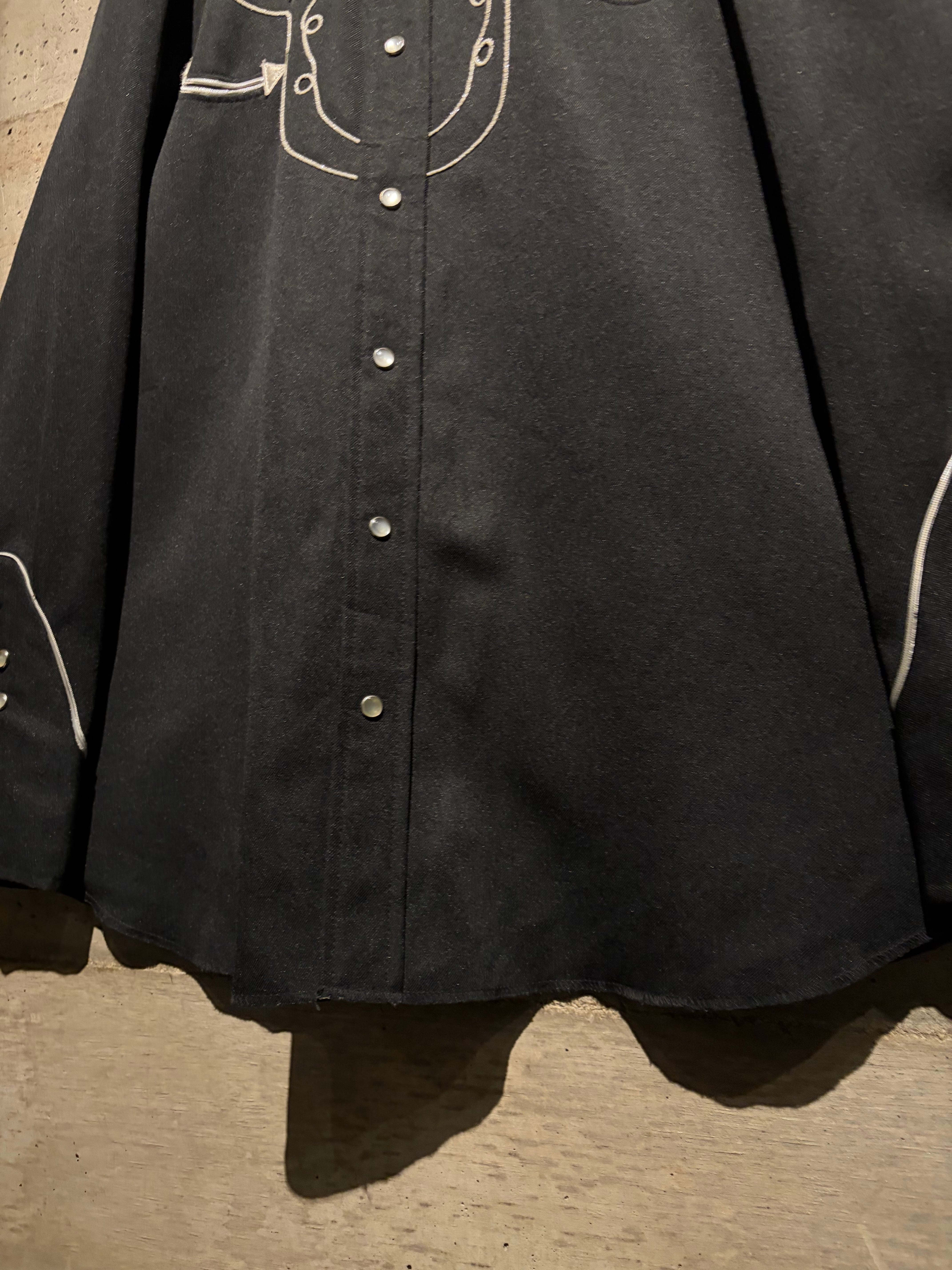 Caka】70's “H BAR C” Flower Embroidery Vintage Western Shirt