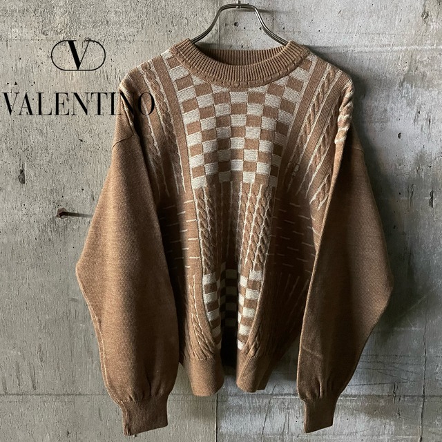 〖VALENTINO〗logo embroidery design wool knit/ヴァレンティノ ロゴ刺繍 デザイン ウール ニット/msize/#0201