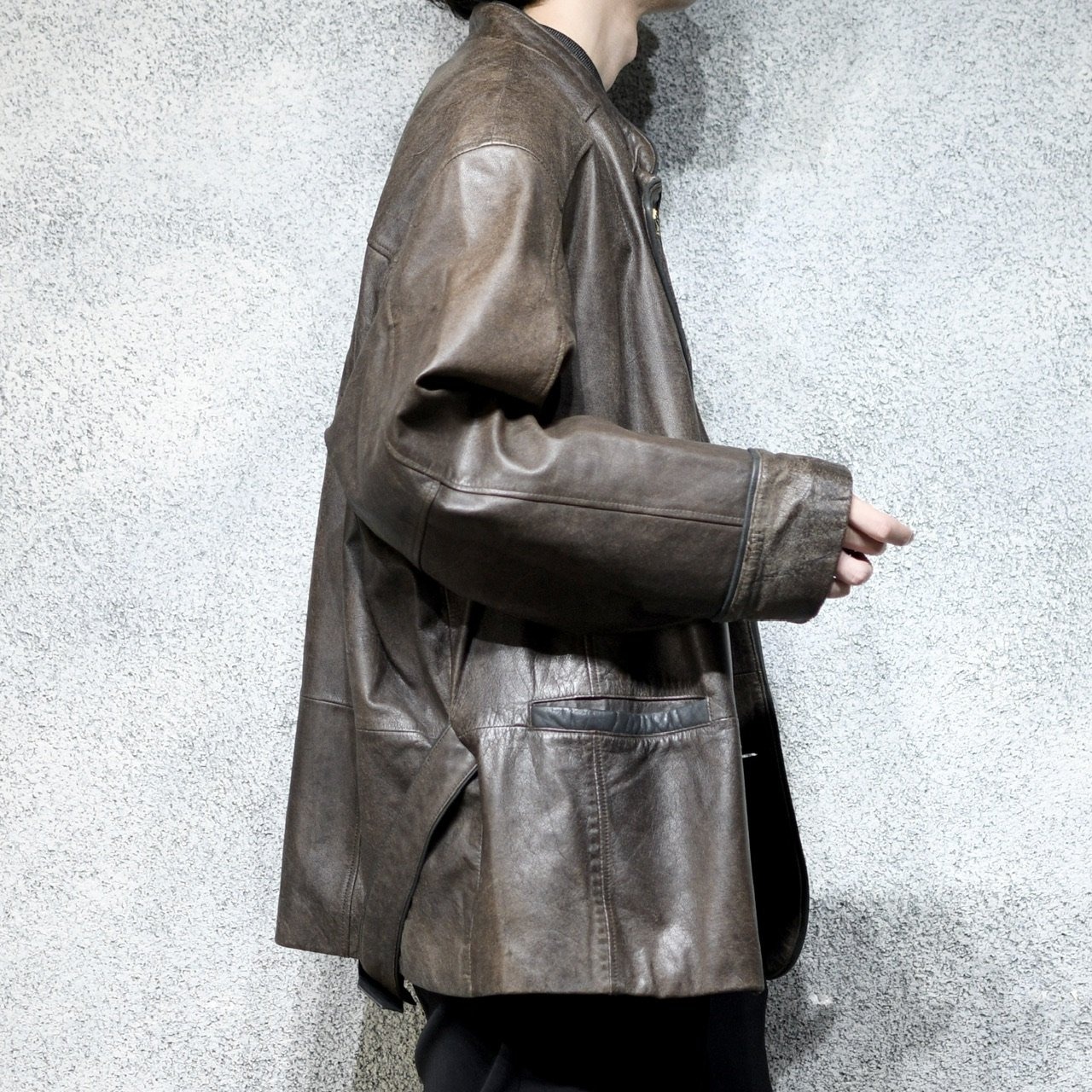 tyrolean leather tailored jacket brown