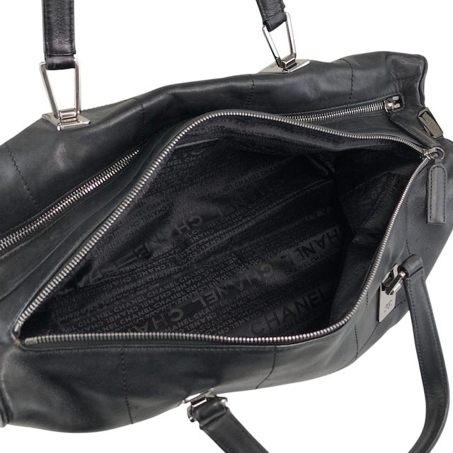 CHANEL シャネル ハンドバッグ ブラック チョコバー レザー ボストンバッグ vintage ヴィンテージ オールド 6gabx8