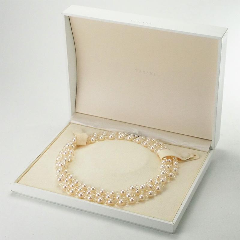 現行クラスプ✨箱付✨TASAKI ヴァリエ クリスタル パール ロングネックレス タサキ TASAKI パールヴァリエ クリスタル 約7.0mm～7.5mm ロング