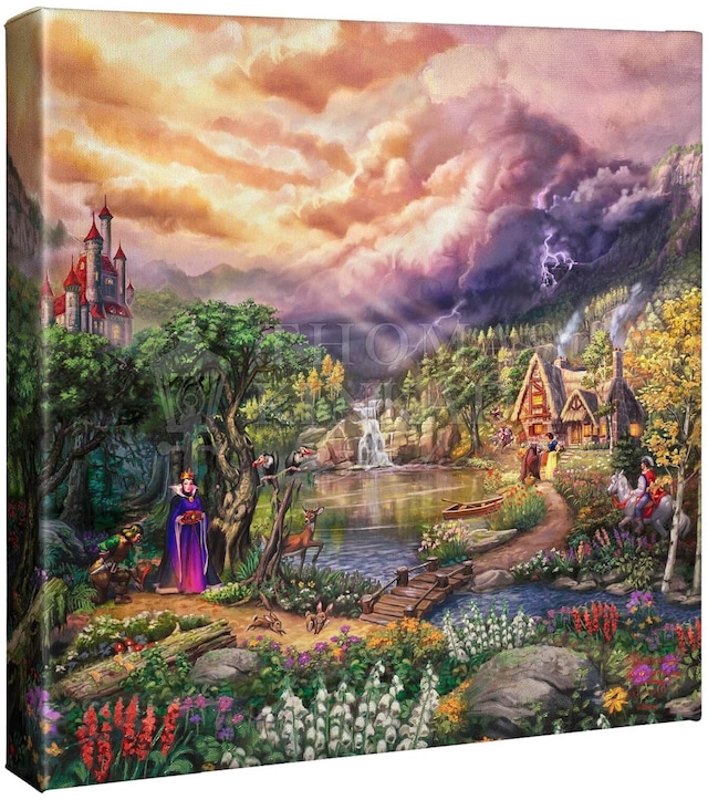 ディズニー絵画 「白雪姫と七人の小人/邪悪な女王」  展示用フック付 キャンバスジークレ