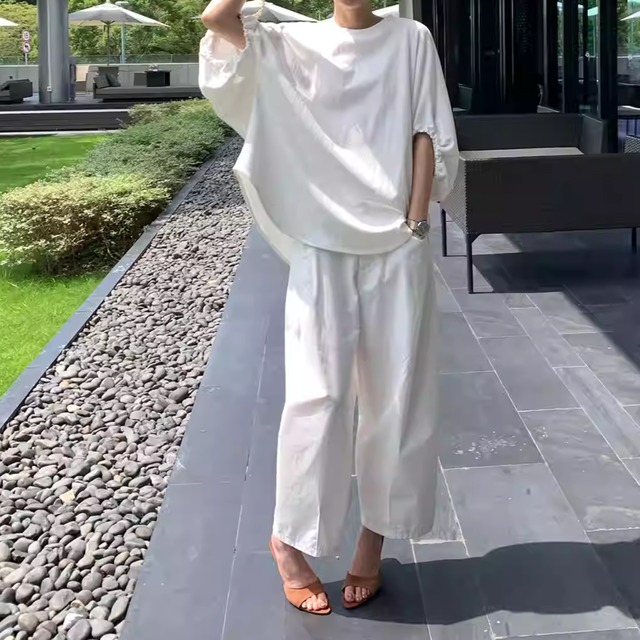 【バルーンスリーブドロップショルダートップス】P00287