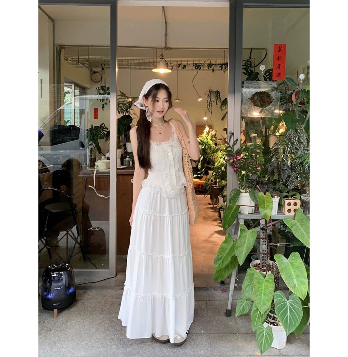 優しい風スーツ女性夏甘辛レースキャミソールスーパー妖精ロング 