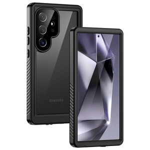 【在庫処分】Lanhiem Samsung Galaxy S24 Ultra 5G 防水ケース 完全防水 IP68米軍規格 指紋認証 タッチ可 耐衝撃 滑り止め 防塵 防雪 水中撮影 ワイヤレス充電サポート超軽量 薄型 透明 付け外し簡単 ギャラクシー S24 Ultra 全面保護カバー ブラック
