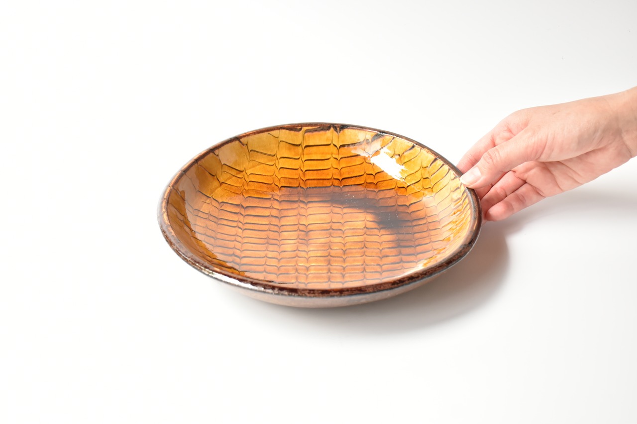 小代焼ふもと窯 / 井上尚之 :  丸皿 スリップウェア ①