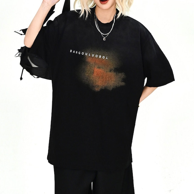 フェードグラデーションタイポグラフィーTシャツ 2col R02049