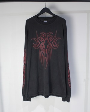【Caka BLACK】00's Tribal Print Good Fade Loose L/S T-Shirt