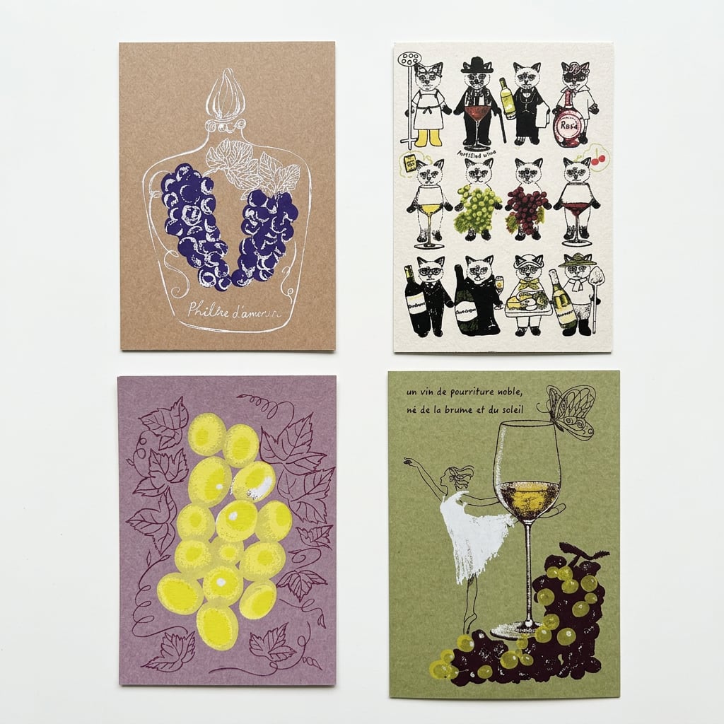 Raisin&Vin *postcard3&L-POSTCARD1 SET