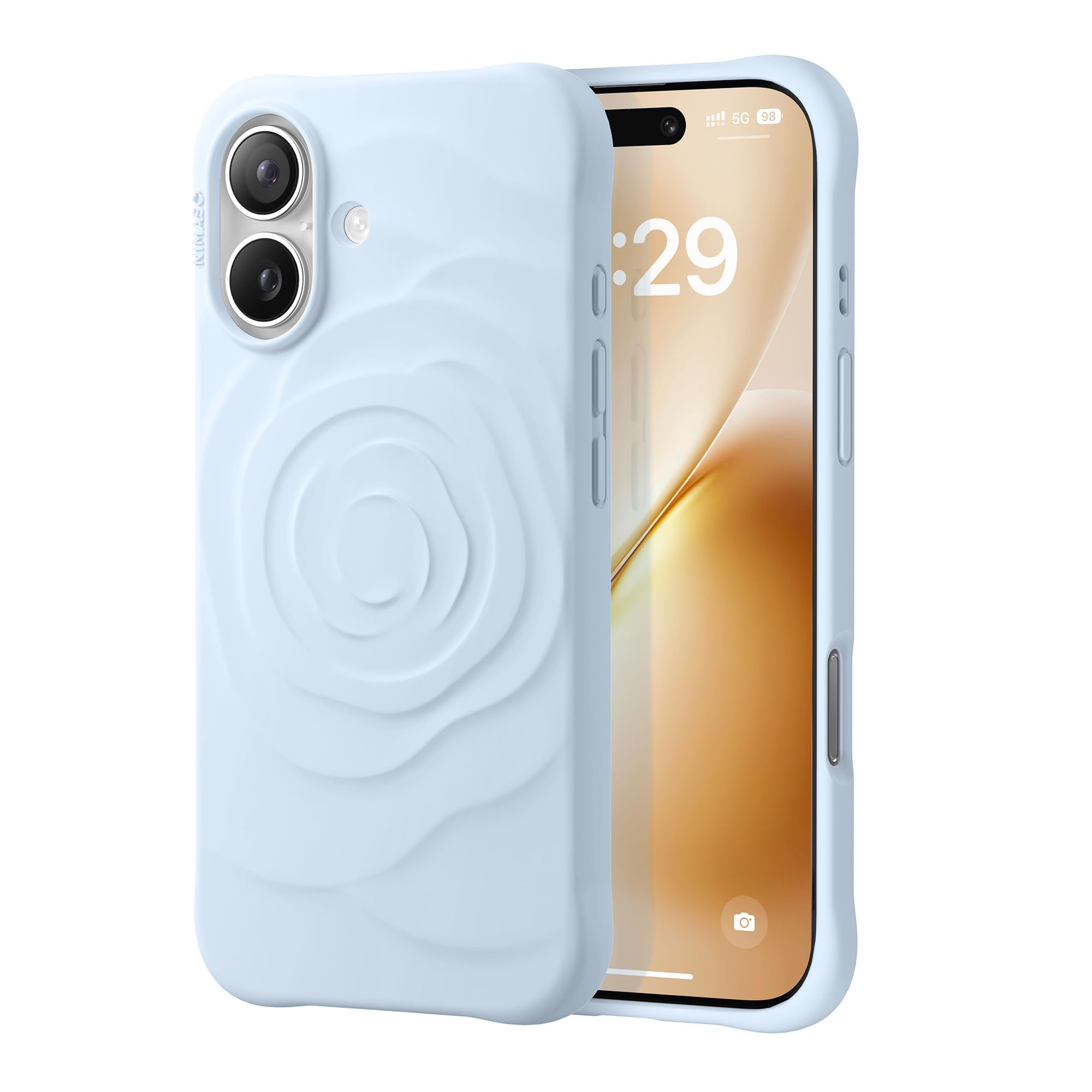 NIMASO iPhone17用 ケース MagSafe対応 シリコン 耐衝撃 指紋防止 かわいい ブルー アイフォン17対応(6.3インチ)