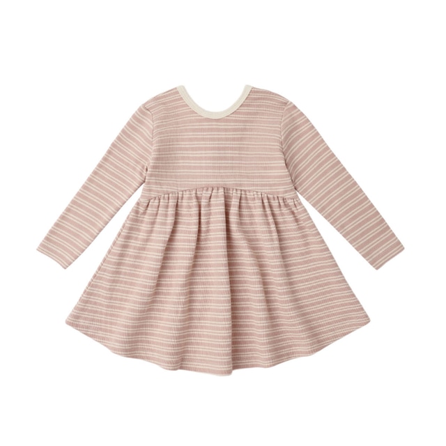 RIBBED LONG SLEEVE DRESS / DUSTY ROSE MICROSTRIPE