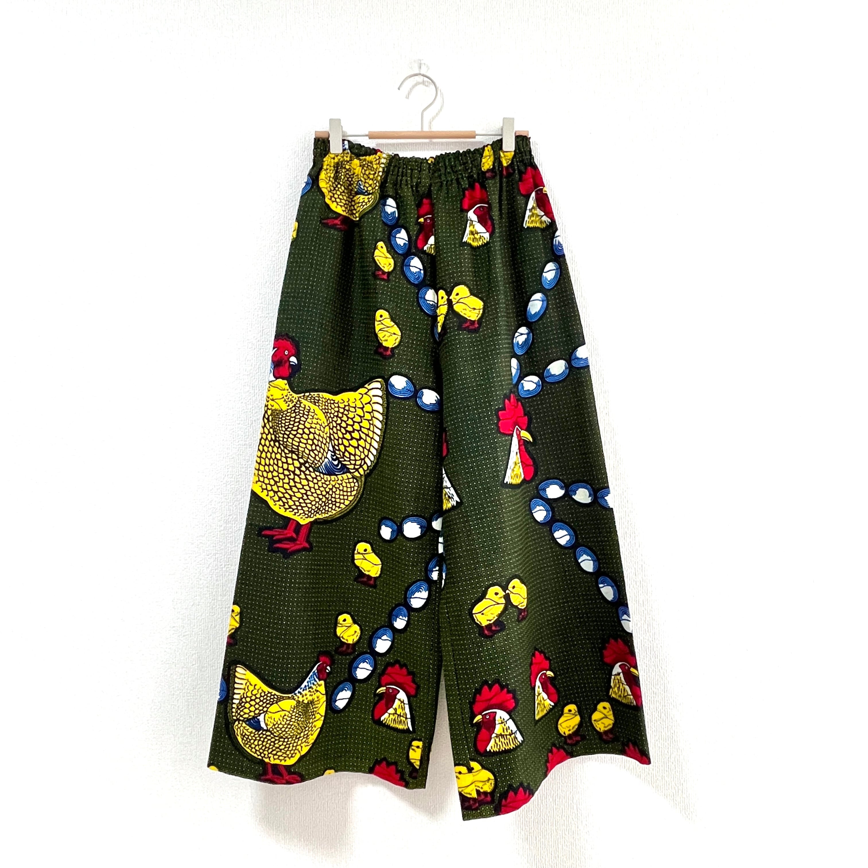 African Fabric 聞き返さ Pants アフリカ布のワイドパンツ