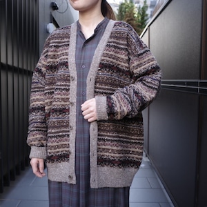 LENO(リノ)JACQUARD KNIT CARDIGAN  MULTI BORDER