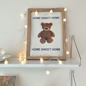 home sweet home retro bear fabric poster / ホームスイートホーム レトロテ ディーベア ファブリックポスター 韓国 北欧 インテリア 雑貨