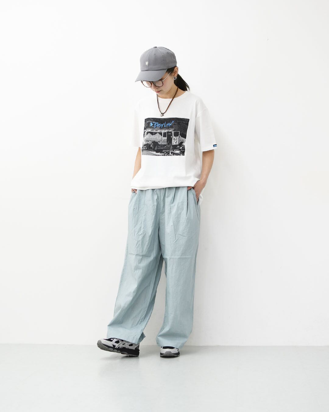 prit [プリット] コットンリネンワッシャー中白染めタックワイドパンツ