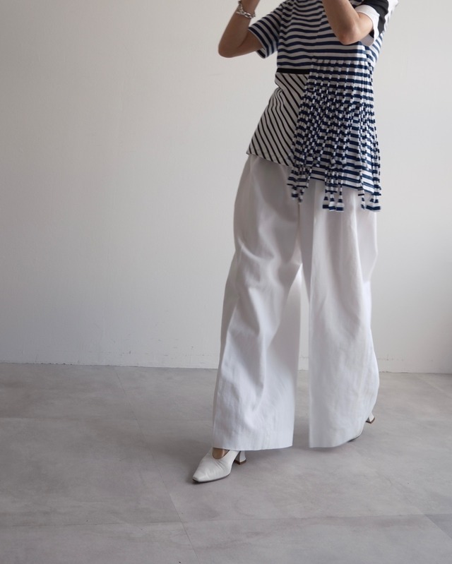 DRIES VAN NOTEN　COTTON LINEN  TUCKED WIDE PANTS