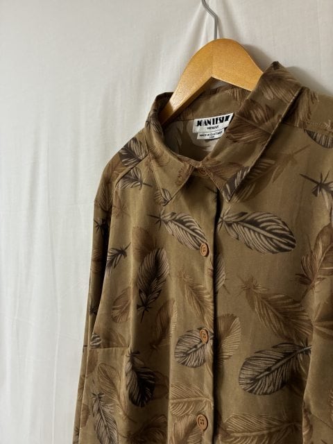 1990's Patterned Micro Suede Long Sleeve Shirt