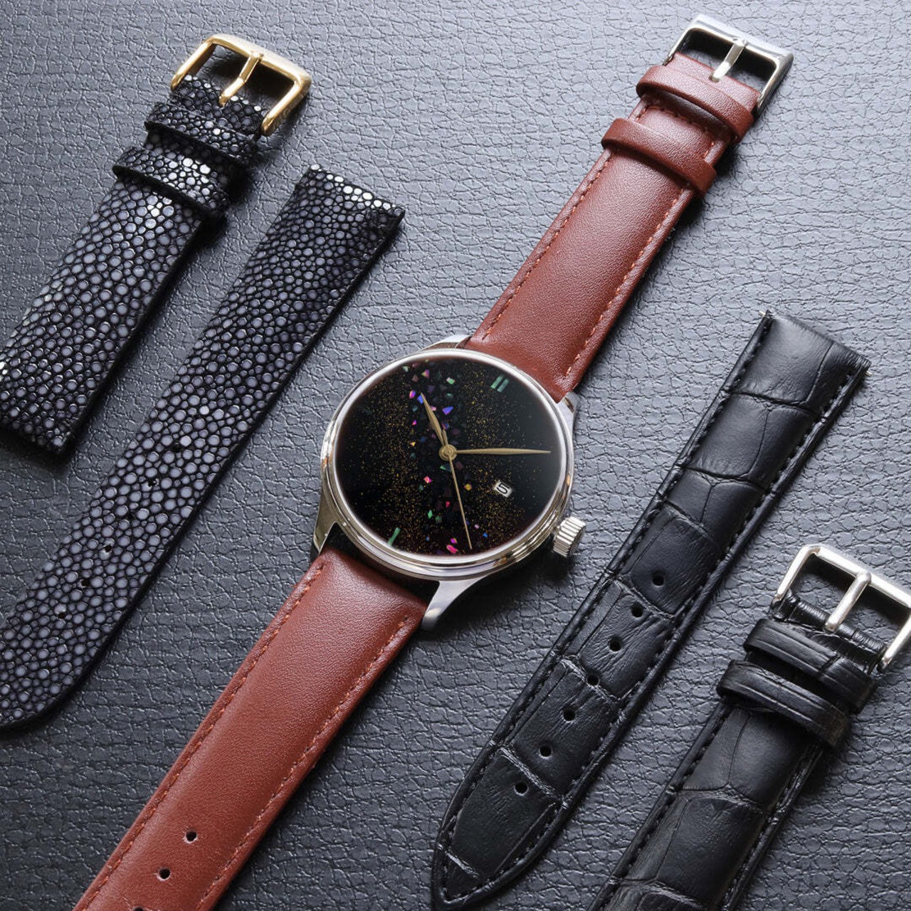 ドリームウォッチ・螺鈿 カラー 本牛革スムース ベルト