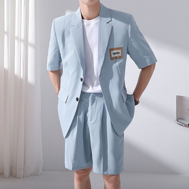 未使用 アルマーニ 麻 春夏セットアップ スーツ メンズ ハーフパンツ