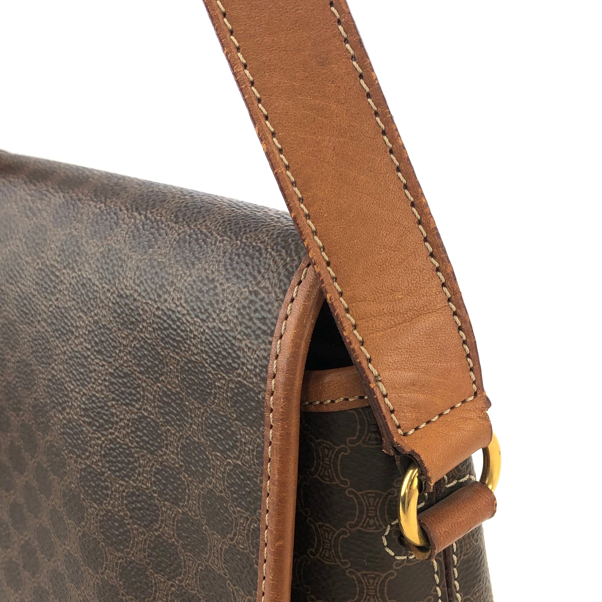 CELINE セリーヌ マカダム ロゴチャーム フラップ ショルダーバッグ