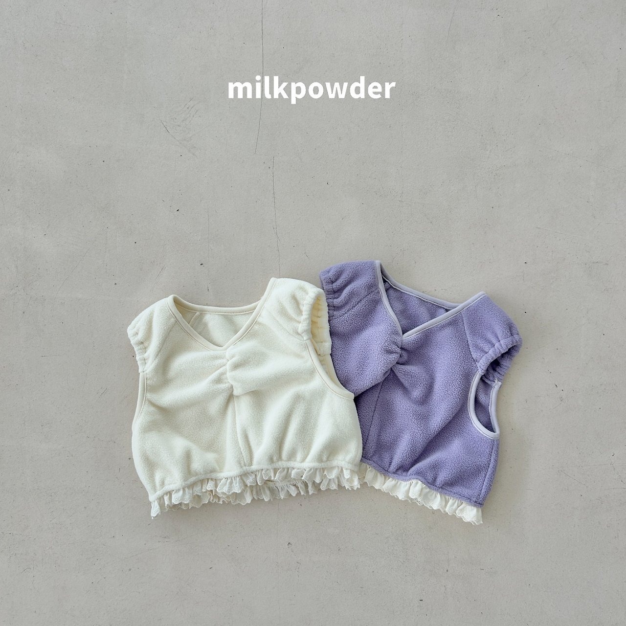 ミルクパウダー / milkpowder / ソムソムフリースベスト / 韓国子供服 / キッズ / 26winter〖取寄〗*XS~JS*