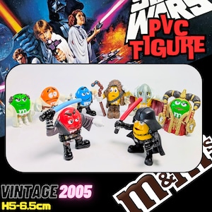 ☆ VINTAGE2005 ☆送料無料!【 STARWARS & m&m's】 PVCフィギュア 8Pセット / スターウォーズ エムアンドエムズ〚アメリカン雑貨 アメトイ〛