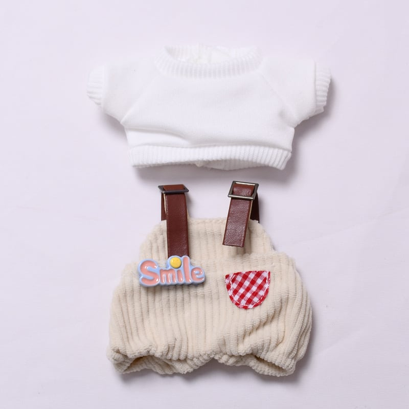 DIMOO ぬいぐるみ用 ふわふわ サロペット＋ホワイトTシャツ 衣装 2点