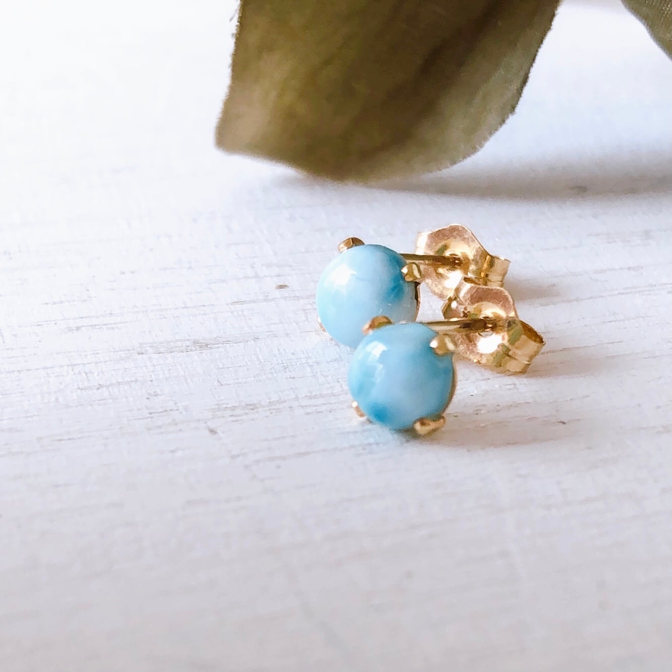 14kgf天然石ラリマーピアス】 | Anemoon handmade jewelry