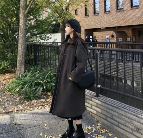 韓国 服 レディース コート 黒 アウター ロングコート オーバーサイズ 黒