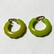 Vintage Light Green Carved Bakelite Hoop Earrings 