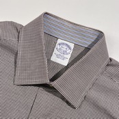 USA製 Brooks Brothers ブルックスブラザーズ SLIM FIT ギンガムチェック 長袖 ワイシャツ ドレスシャツ 15 1/2-31/ダークブラウン系 メンズ