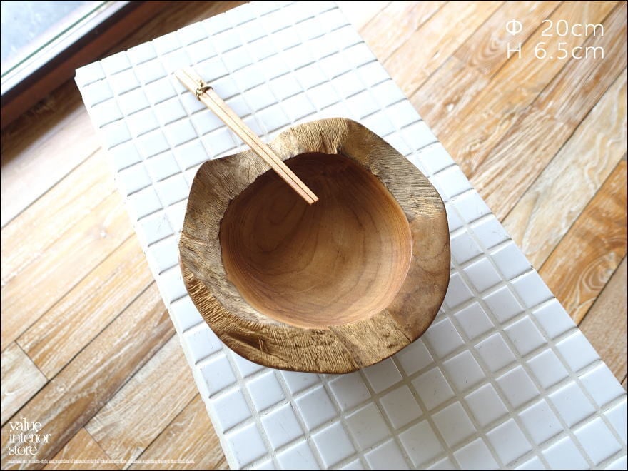 チーク総無垢プリミティブトレイN20cm 飾り鉢N20cm ボウル 小物入れ ナチュラル 天然木 ボウル 鉢 入れ物 天然オイル仕上げ 世界三大銘木