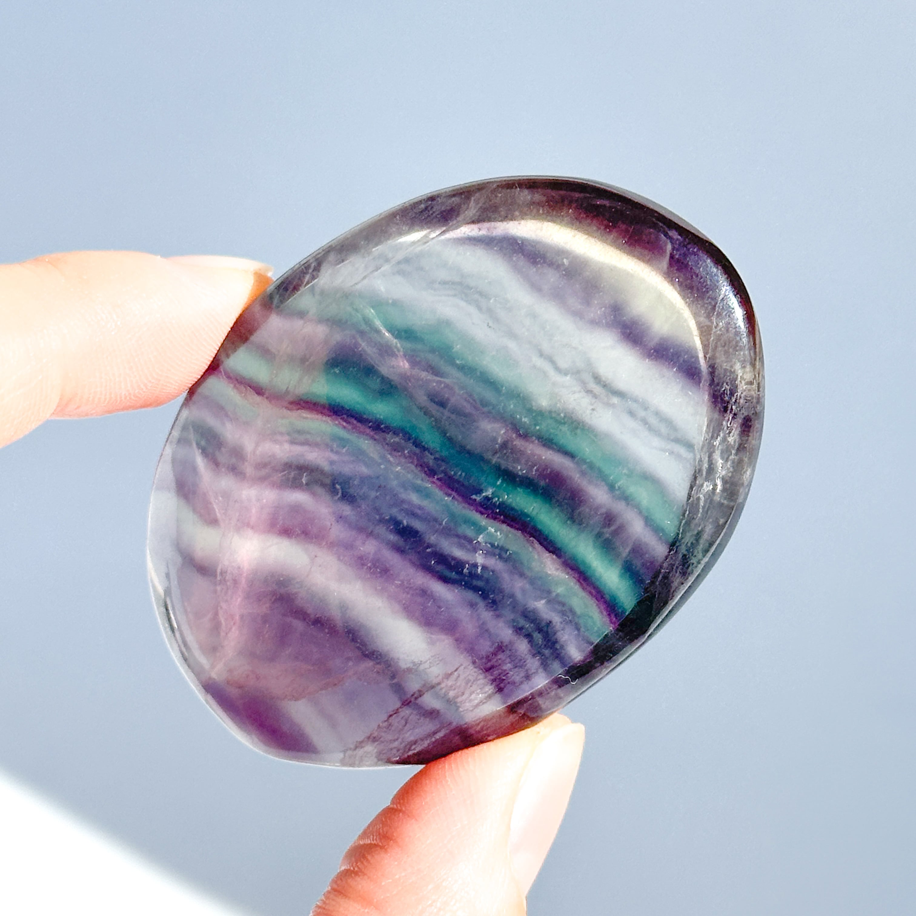 レインボーフローライト パームストーン01◇ Rainbow Fluorite
