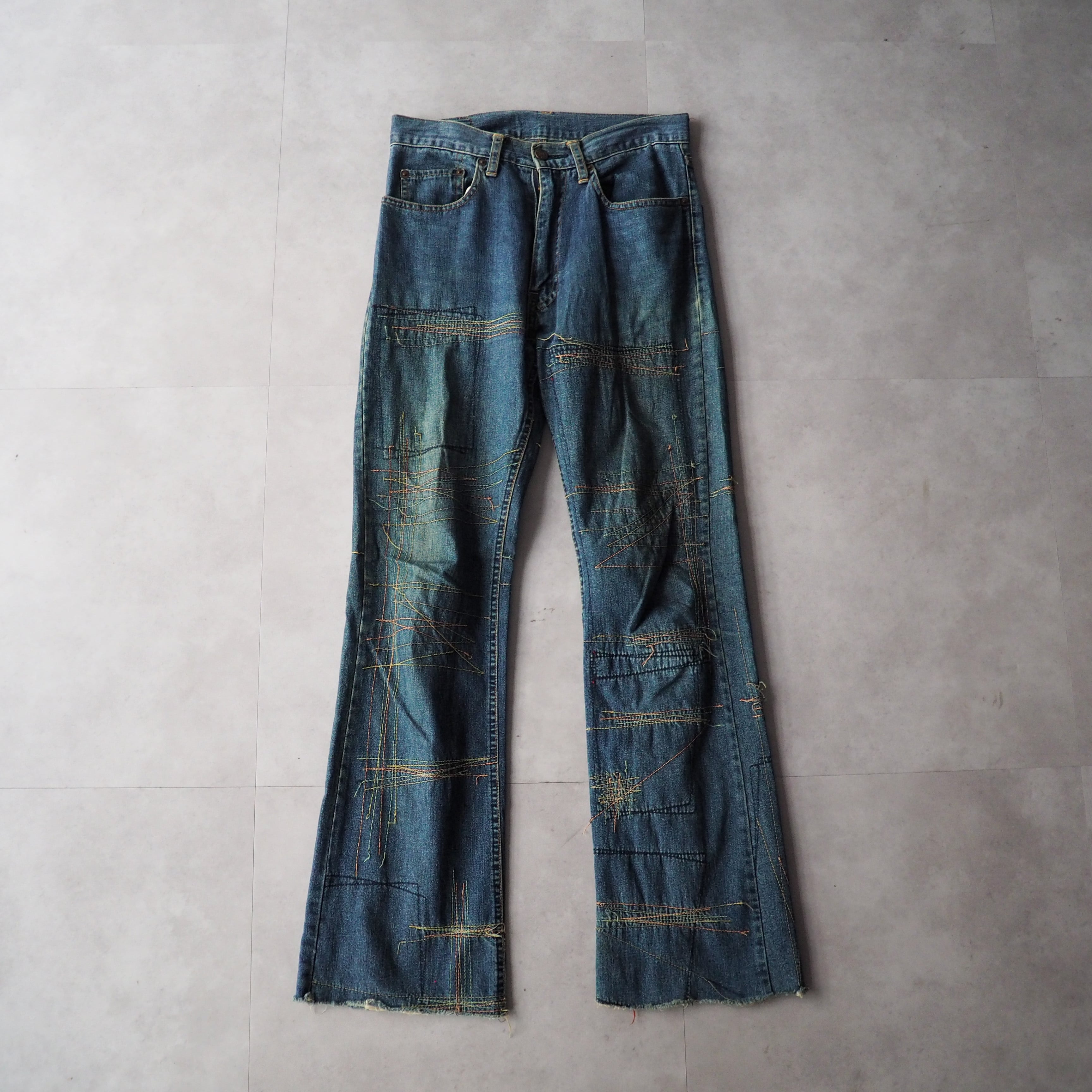 90s “hysteric glamour kinvy” embroideried boots cut denim pants