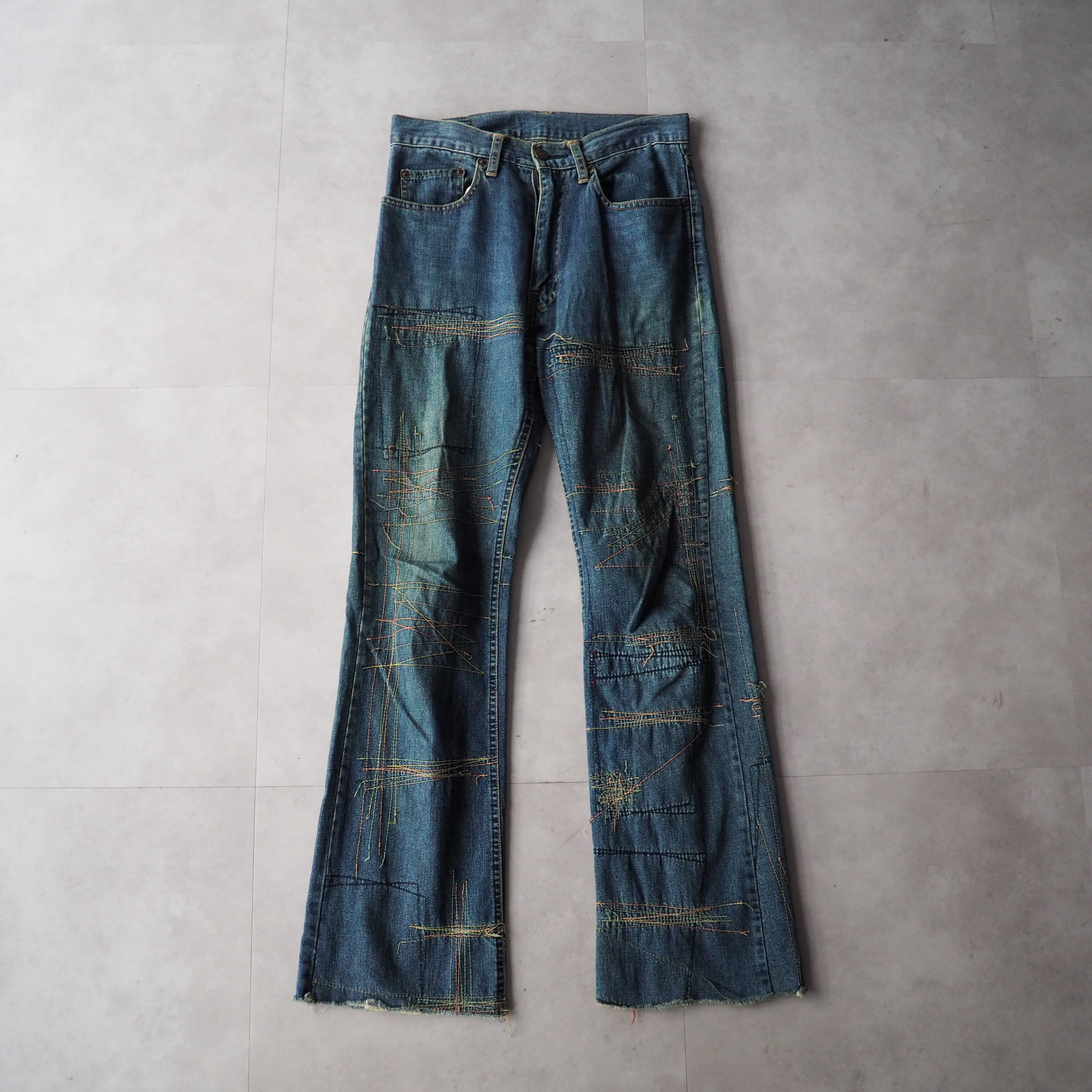 90s “hysteric glamour kinvy” embroideried boots cut denim pants ヒステリックグラマー  刺繍 ブーツカット デニムパンツ Y2Kフレアパンツ