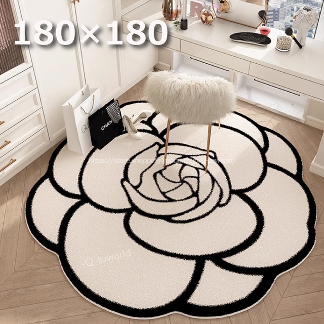 【180サイズ】かわいいバラの花の形のエリアラグ、バスルームラグ ラウンドバスマット、洗えるラグ 寝室 リビングルームラグ 玄関 寝室 キッチン バスルーム トイレの床用