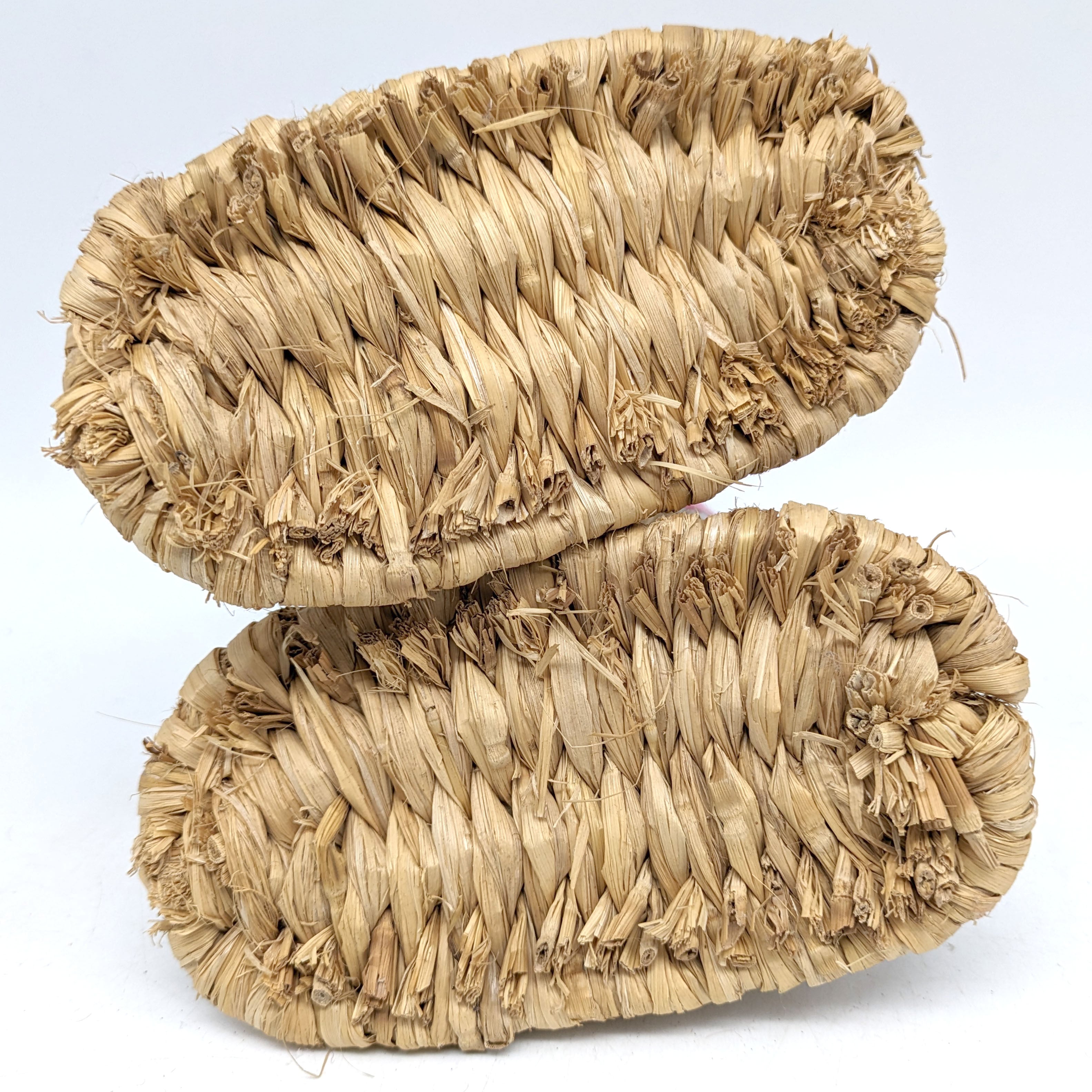 藁靴・わらぐつ・藁沓・雪靴・古民具・インテリア・紫紐・No.240218-09